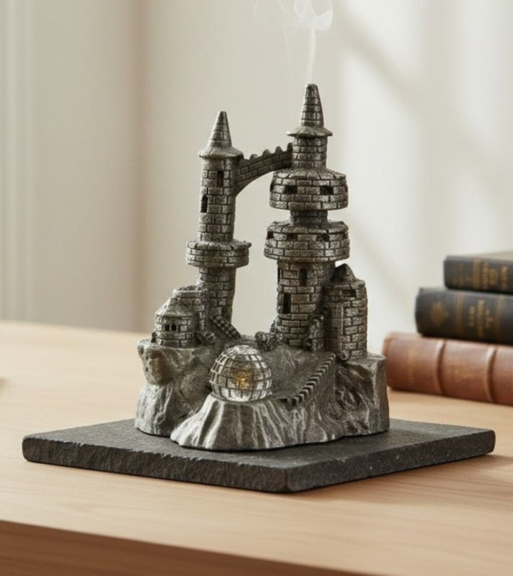 Spoontiques Pewter Castle Figurine C/M489 Crystal Ball Fantasy 2" Tall Vintage